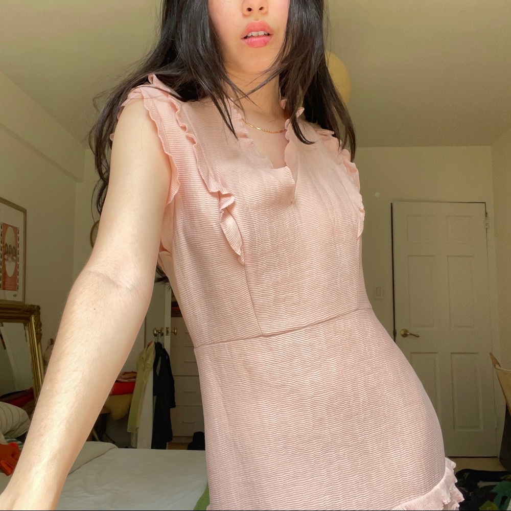 Sandro pink ruffle dress